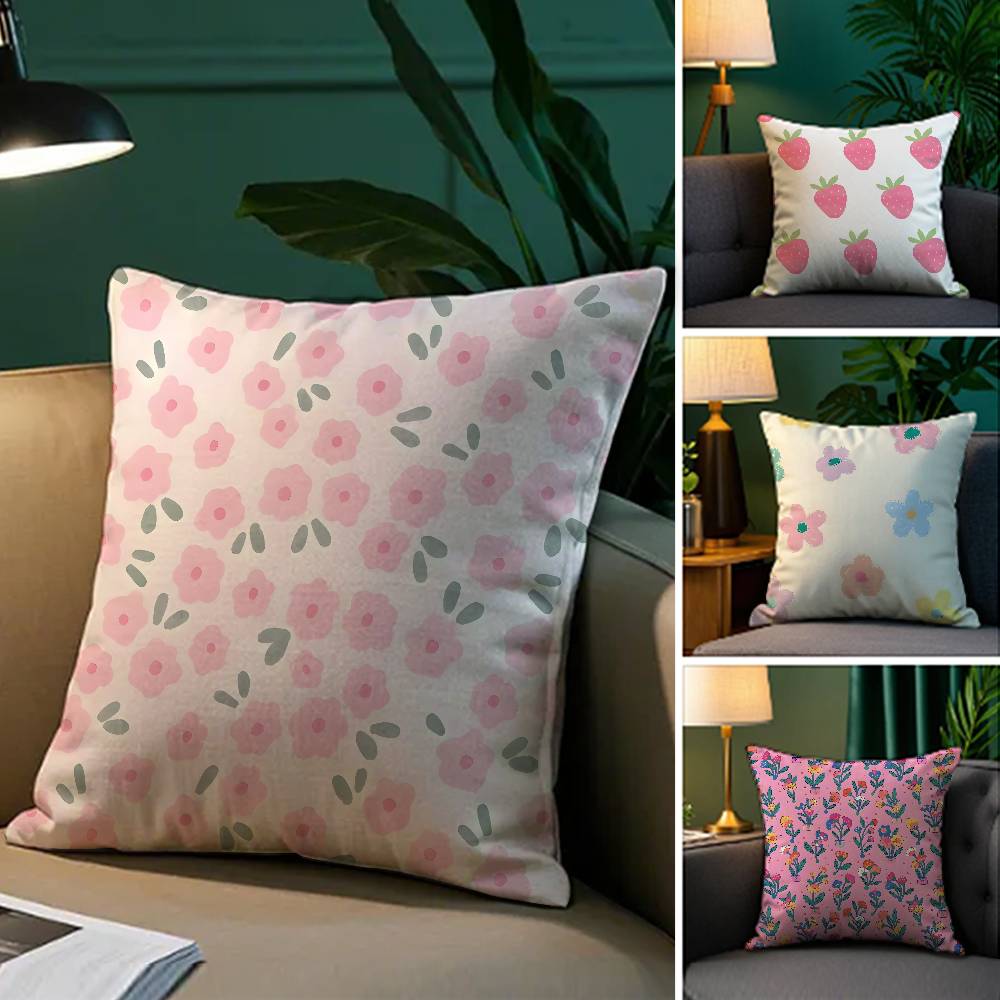 Girls Heart Spring Floral Ins Style Pillow Case Comfort Sofa Bed Silky Elegant Invisible Zipper Decorative Cushion Cover