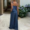 Ladies' Casual Ruffle Suspender, Double-layer Folding Strap, Strap, Loose Wide Leg Pants