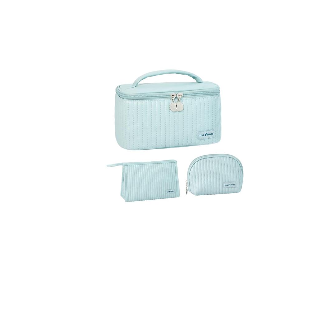 Aylashine Makeup Pouch Set In Candy Convenient Travel Toiletry Storage and Large Capacity Makeup Popular Vanity and Cosmetic Pouch Blue 3-Piece