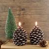 Elegant Brown And Beige Flameless Pinecone Candles For Festive Holiday Decor