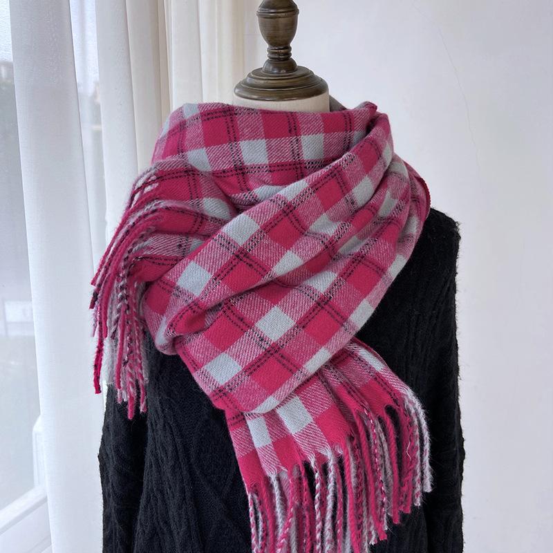 Plaid Scarf Women's Autumn and Winter New Warm Fringed Shawl Scarf Warm Windproof Neck Scarf Casual Outdoor