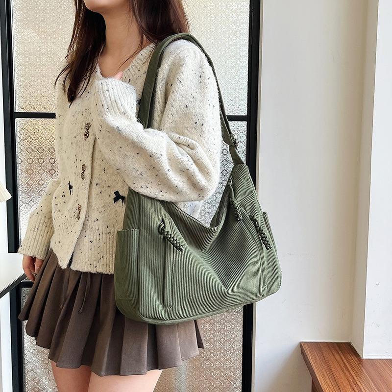 Crossbody dumpling bag large capacity corduroy female college student cloth bag new fashion versatile single shoulder tote bag