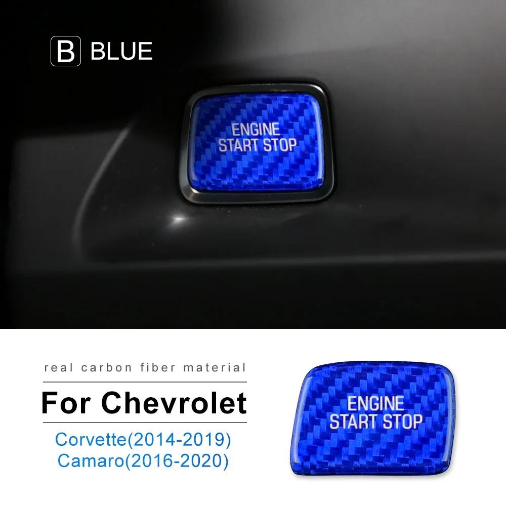 Dry Carbon Fiber Ignition Switch Button Cover for Chevrolet Corvette 2014-2019 Camaro 2016-2020 Engine Start Stop Sticker Interior Trim
