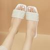2025 summer new Korean version fashion square head flat bottom casual large size women's word with pearl cool slippers foreign trade