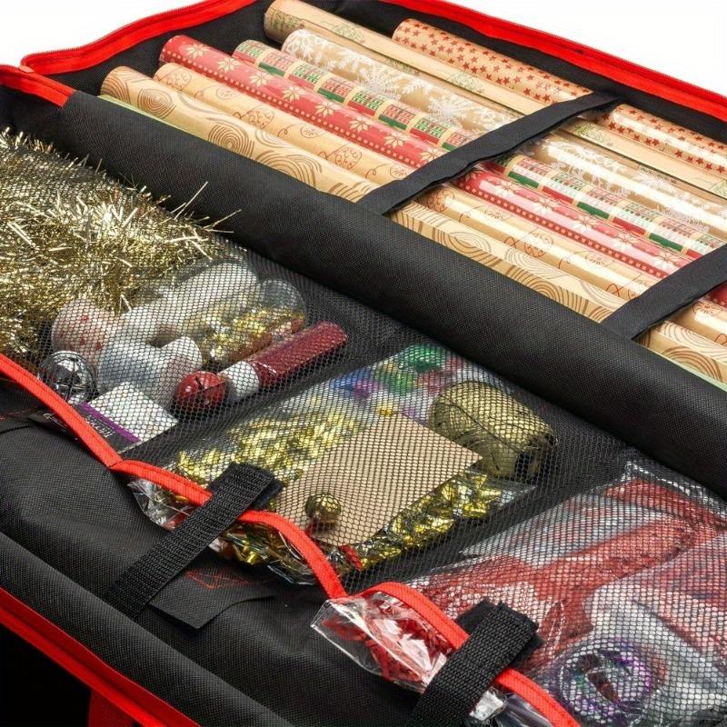 1pc Large Capacity Christmas Wrapping Paper Storage Bag - Gift Wrap Organizer for Bows, Ribbons & Rolls, Under-Bed Craft Drawer