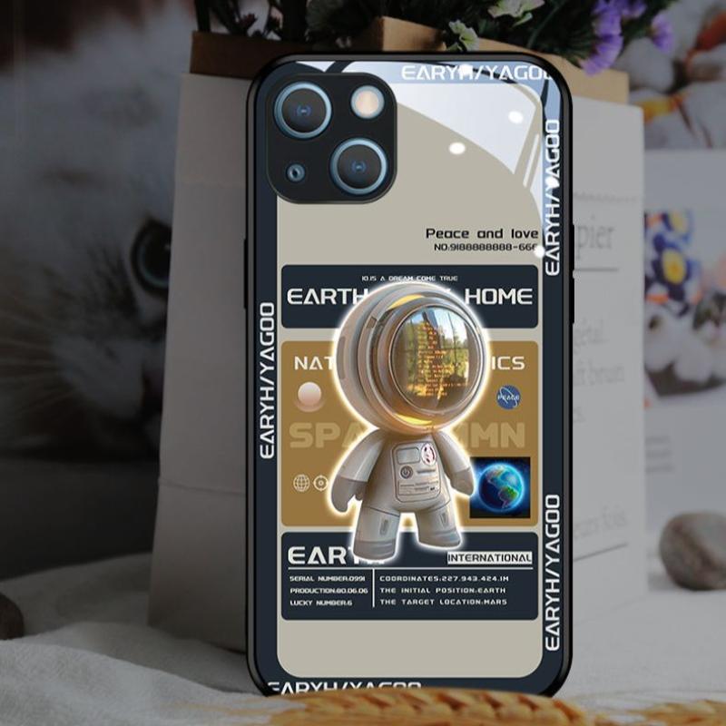 Parlak Telefon Kılıfı Sevimli Astronot Süper Havalı Telefon Kılıfı Apple Telefonlar İçin Uygundur