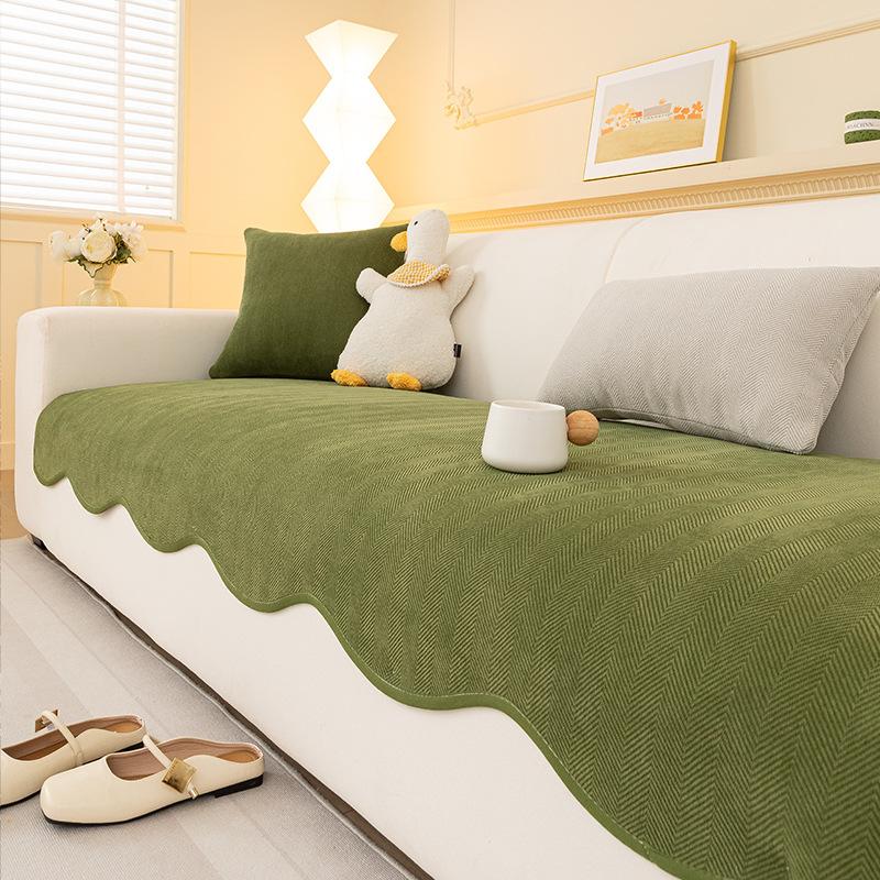 New Irregular Special-Shaped Sofa Cushion, Universal In All Seasons, Advanced Herringbone Pattern Seat Cushion, Non-Slip Cover Cloth Towel