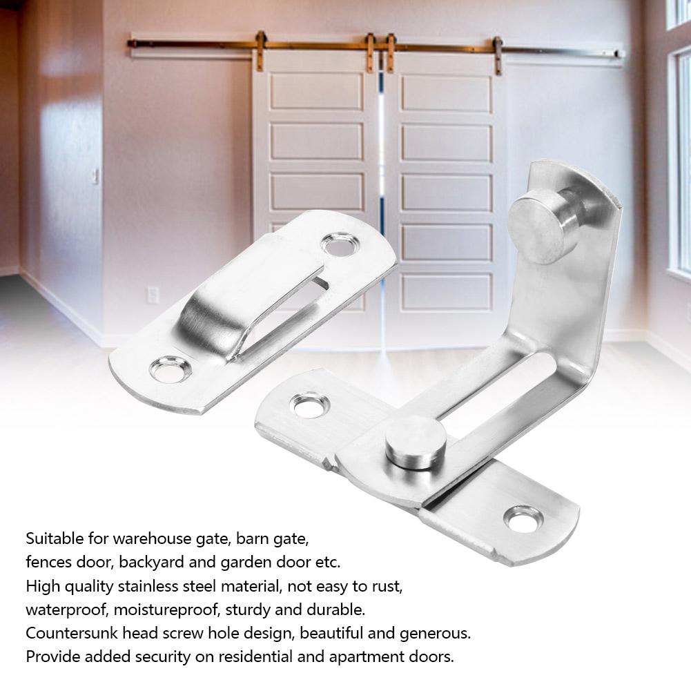 4 Set Stainless Steel 90 Degree Buckle Bolt Right Angle Door Latch for Anti Theft Room