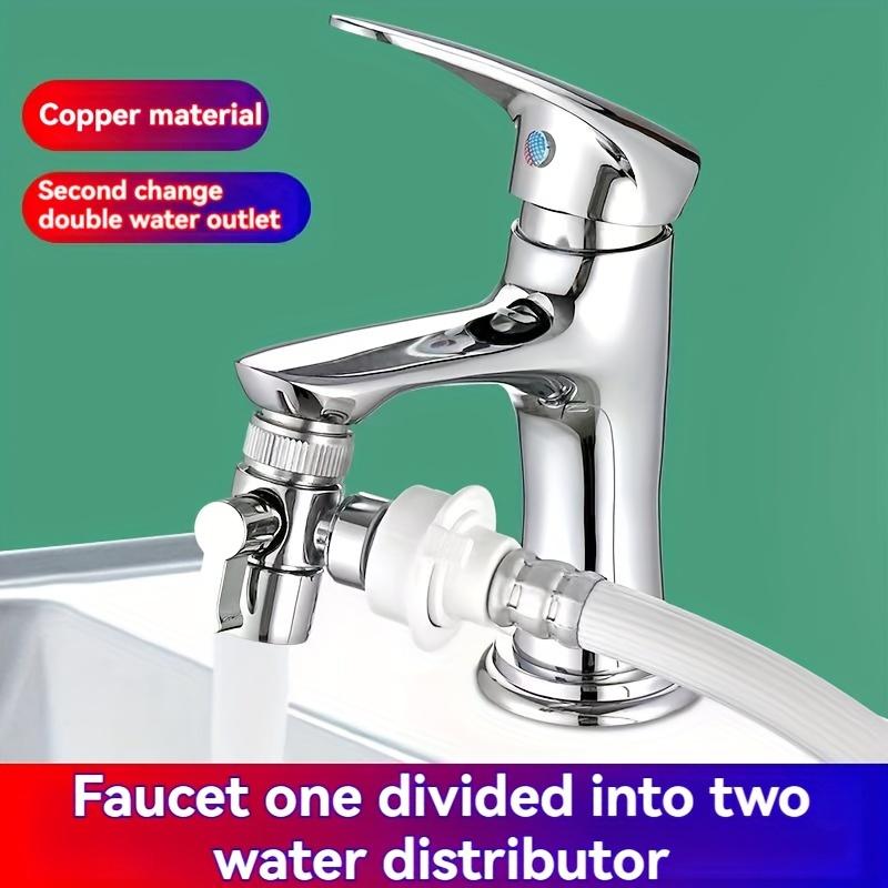 3-Way Faucet Diverter - Durable Zinc Alloy, Easy Flow Control, Standard Us Thread, Metal Construction - Premium Silvery Finish Stainless Steel Faucet