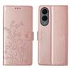 For Samsung Galaxy S25 Edge Wallet Case Butterfly Floral Imprint PU Leather Phone Cover with Wrist Strap