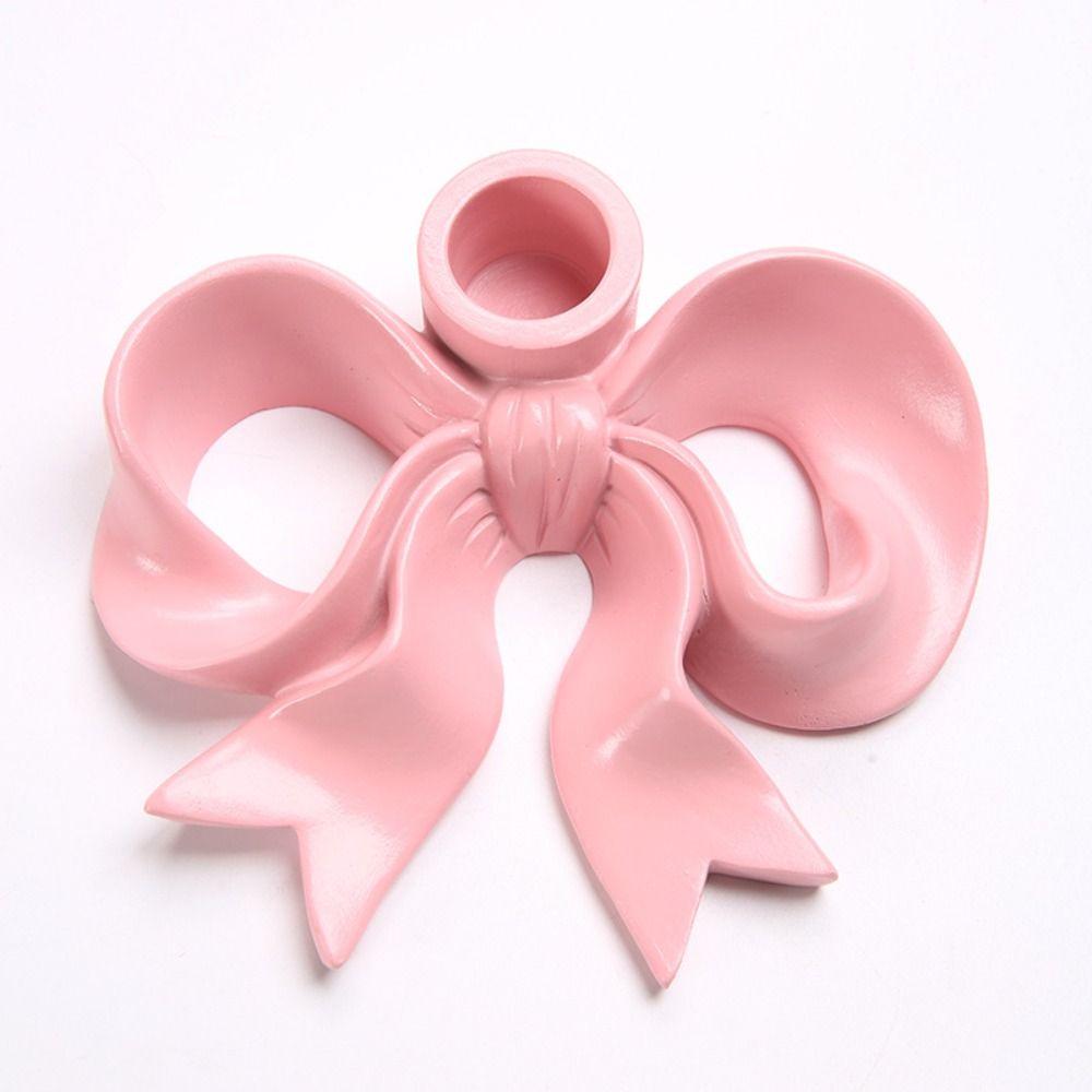 Romantic Long Candle Candlestick INS Bowknot Shape Candlestick Candle Stands  Home Room Decor