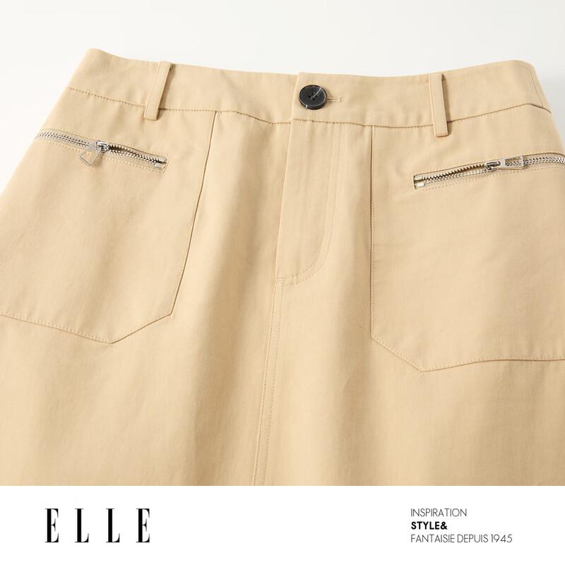 ELLE Women's Khaki A-Line Workwear Skirt