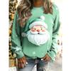Women's Christmas Santa Graphic Pullover, Cozy Long Sleeve Crewneck, Holiday Home Street Style, Fall Winter Casual Fashion