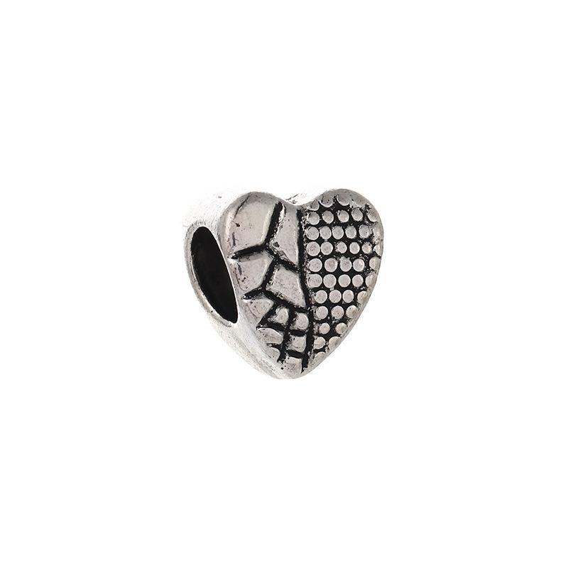 Diy Handmade Ancient Silver Tibetan Silver Jewelry Accessories, Multi-Style Pentagram Love Hole Beads, Bracelet, Alloy Bead Spacer Beads