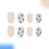 24Pcs Press on Nail Almond Glues on Nail French Fake Nail Designs False Nail Artificial Nail Gifts for Women Girls