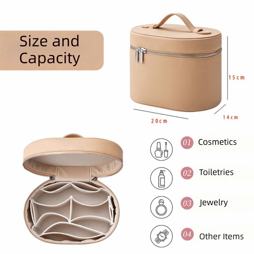 Large Capacity Cosmetic Box Internal Storage Box PU Leather Makeup Bag Zipper Closure Waterproof Travel Organizer Bag Daily Use