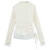 Korean Lace Trim Plush Base Layer Slim Top for Women - Autumn/Winter Long Sleeve