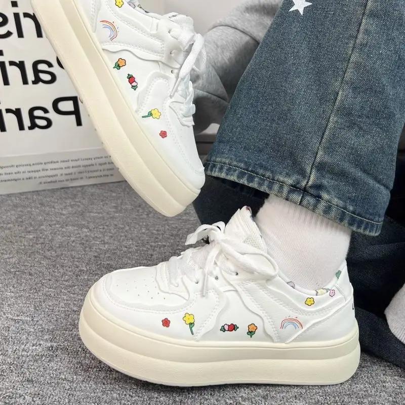 Fashion Ladies Footwear High On Platform Lace Up Women's Shoes Designer Luxury Aesthetic Deals Comfortable and Elegant Vulcanized Shoe