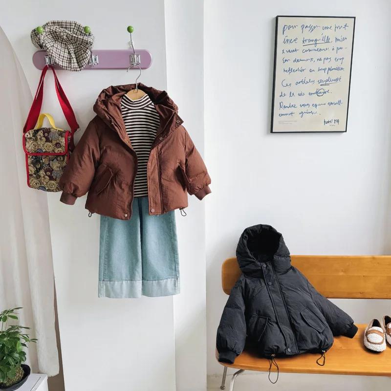 Winter Children's Down Jacket Kid's Clothing Korean Version Boys Loose Solid Color Thick Coat Girls Warm Outwear