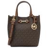 MK Carson Adjustable Detachable Shoulder Strap Metal Logo Faux Leather Crossbody Handbag Small Women Handbags 35S5G2ZC5B-BROWN