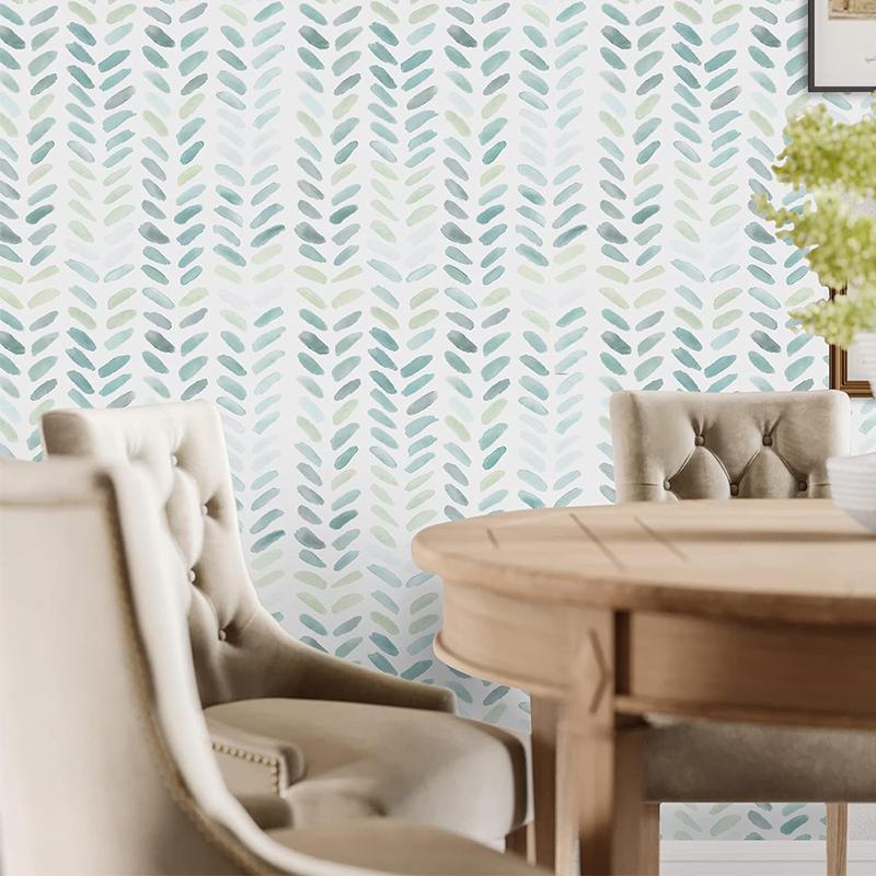 Papel de Parede Verde Branco Papel de Parede Descascar e Colar Papel Contacto Boho para Armários Papel de Parede de Folhas para Quarto Autocolantes Autocolantes
