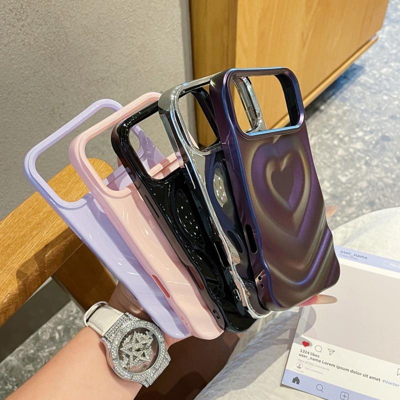 INS Glänzend Liebe Herz Handyhülle Für iPhone 17 Air 16 Plus 15 14 13 12 Pro Max Mode 3D Wellenmuster Galvanisiert Stoßfest Hülle