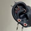Heart Wing Ear Bone Nail Sparkling Rhinestones Cartilage Studs Earrings Handmade Ear Jewelry For Women Daily Wear
