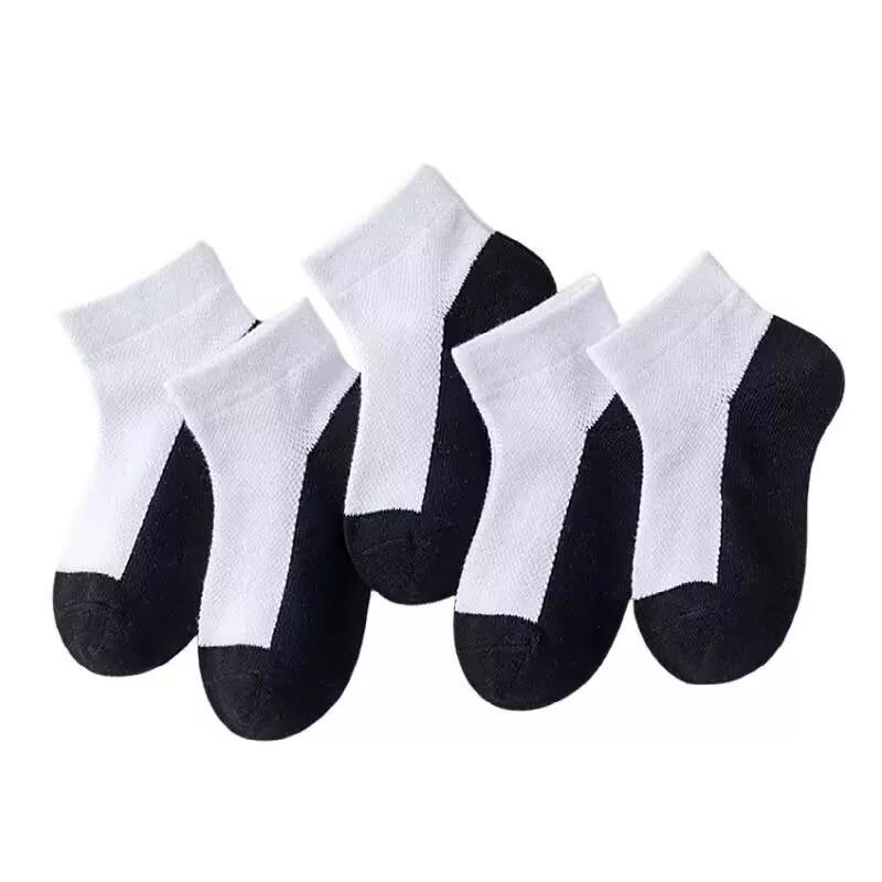 5 Pairs Children Socks 100% Cotton Black White Patchwork Colors Baby Girl Boy Sports School Tube Socks For 2-12 Years
