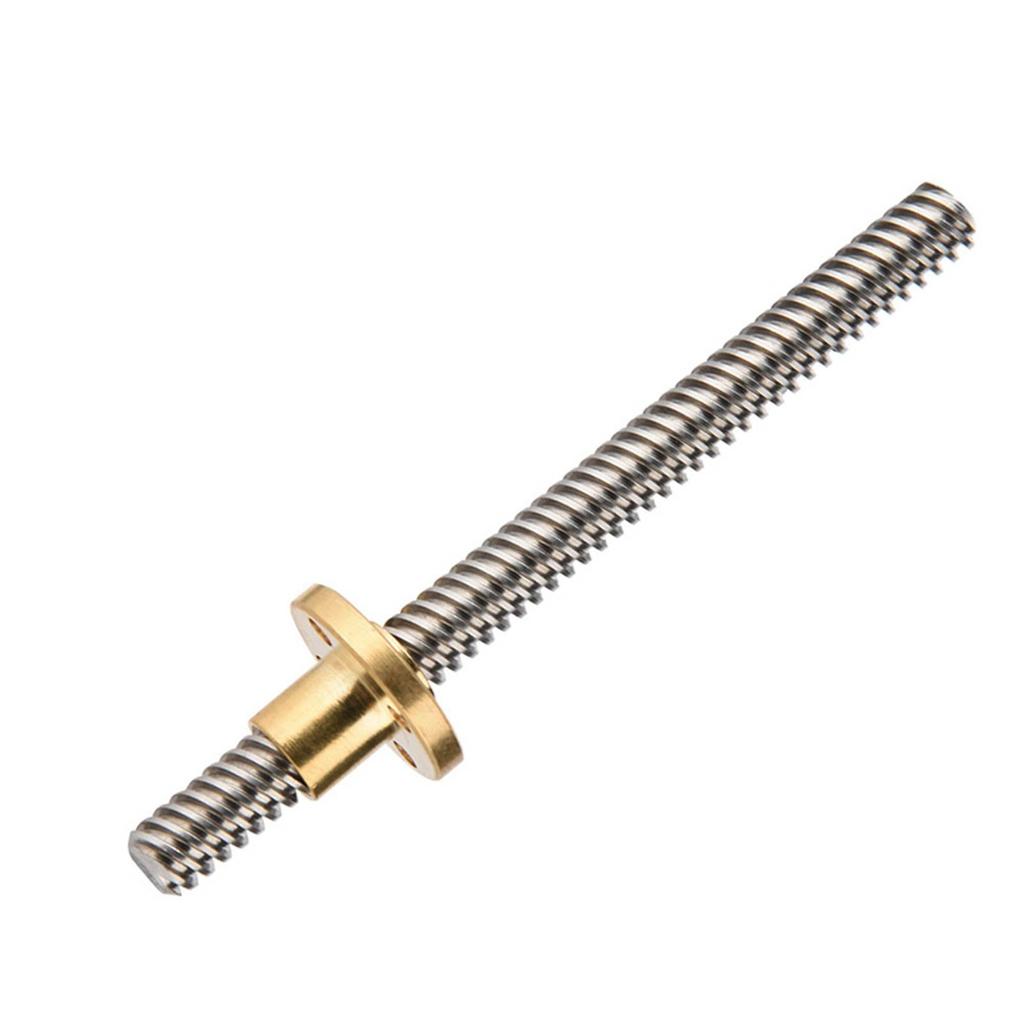 T8 8mm Trapezoidal Stainless Steel Threaded Rod  Screw & Brass Nut for 3D Printer 100mm