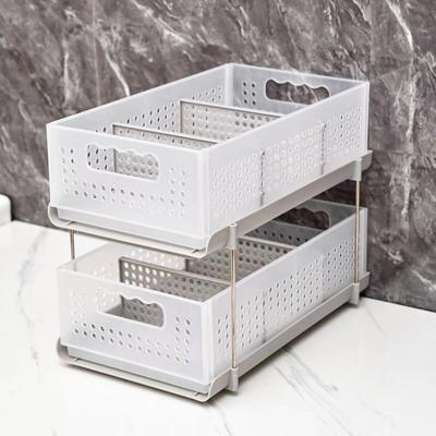 2-Tier Pull Out Cabinet Organizers Portable Easy Access Slide-Out Storage for Kitchen Bathroom and Pantry Storage