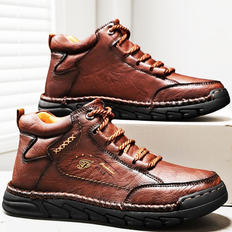 39-48 Spring/fall Mens Hip-top Leather Boots Men Boots Leather Casual Leather Shoes Men Ankle Boots