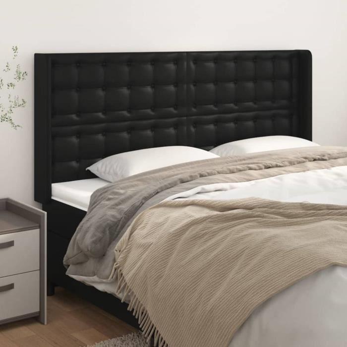 VidaXL Tête de lit avec oreilles Noir 203x16x118-128 cm Similicuir3119688
