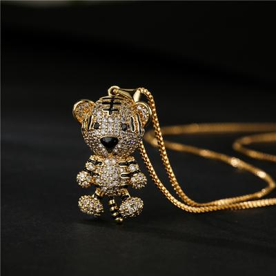 Exquisite und niedliche Tiger-Halskette, modische Persönlichkeit, bewegliche Gliedmaßen, Tier-Anhänger, Nische, lange Schlüsselbeinkette, Party-Geschenk