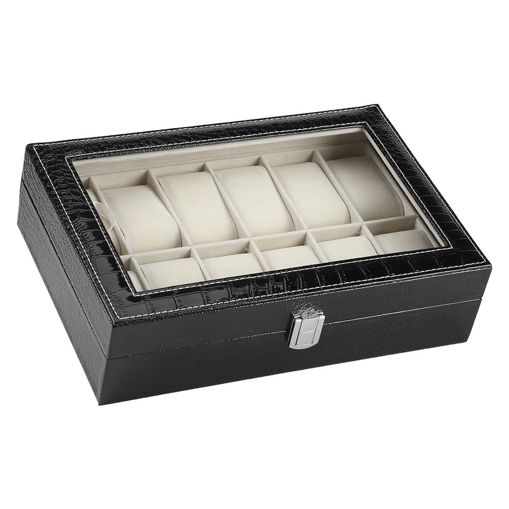 12 Weiche Kissen Uhrenbox Schmuck Auslage Aufbewahrungs Organizer Box Koffer Schwarz