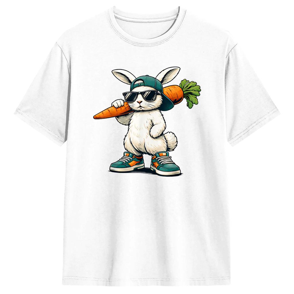 Funny Easter Bunny with Carrot Rabbit T Shirts for Unisex 100 Cotton Funny TShirt O Neck Tees Short Sleeve Clothes Summer