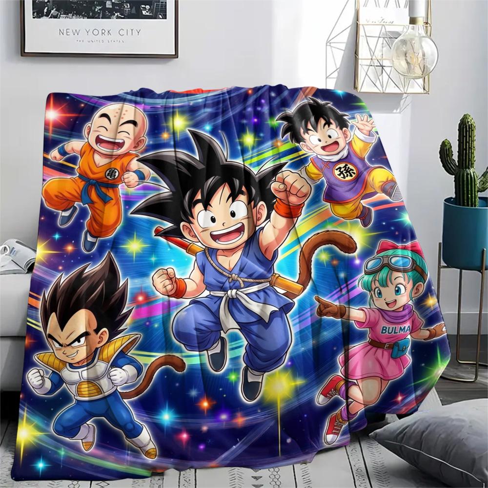 Dragon Ball Goku Flannel Blanket Warm Comfortable Print for Indoor Bedroom Chair Sofa Picnic Vacation.-TING