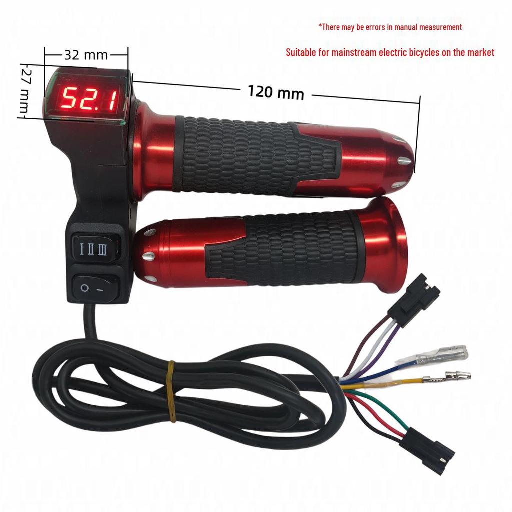 Red Screen 23-Switch Electric Vehicle Throttle Grip with Three-Speed Voltage Display