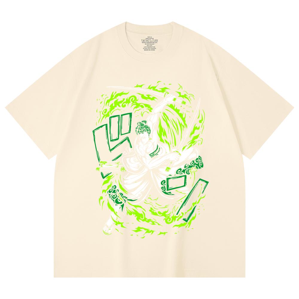 

230 Gsm 100% Cotton One Piece V66 Zoro Print Unisex Heavy Cotton T Shirt XS абрикосовый