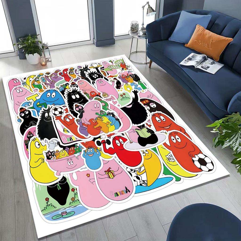 Cartoon Les Barbapapa Barbamama Family Rug for Bedroom Living Room Sofa Home Doormat Decor, Large Kids Play Non-slip Floor Mat