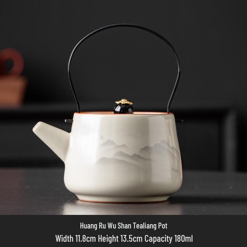 Ru Kiln Misty Mountain Overhead Handle Teapot