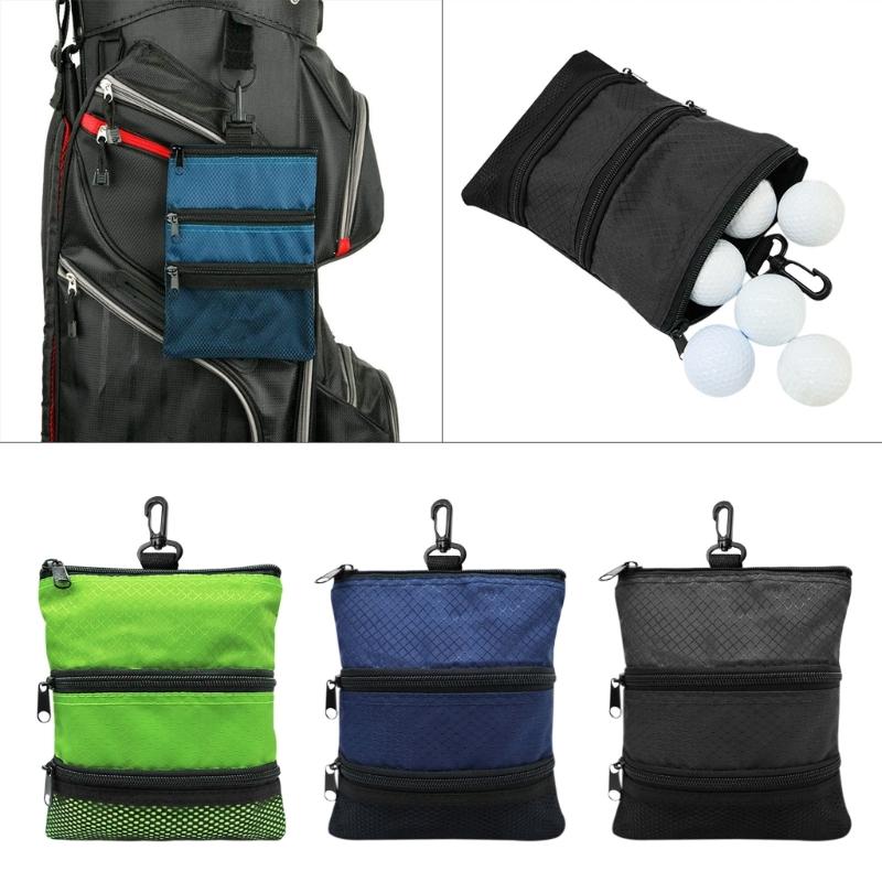 3-Layers Zipper Golf Bag Golf Tee Bag Pouch Bag Golf Balls Holder Bag Golf Balls Pouch Bag Golf Storage Handbag Pocket