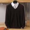 Men's Autumn and Winter V-neck Loose Solid Color Sweater Youth Bottoming Casual Knit Sweater