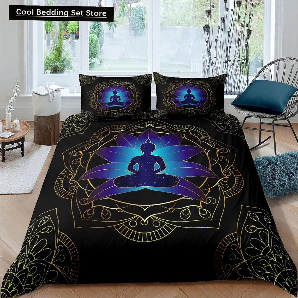 Bohemian King Queen Duvet Cover Yoga Comforter Cover Chakra Meditation Hamsa Eye Bedding Set Exotic Boho Polyester Quilt Cover