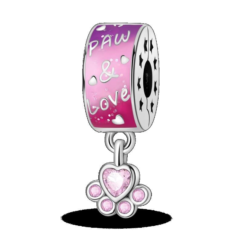 Silver Clasp 925 Silver CZ Pave Clip Charms Daisy Beads Stopper Safety Chain Fit Original Bangle Bracelet Jewelry Clip