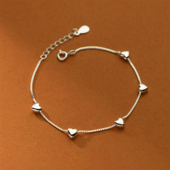 Women Bracelet Adjustable Sweet Elegant Bright Luster All Match Decoration Gifts Love Heart Chain Bracelet Party Charm Jewelry for Girlfriends