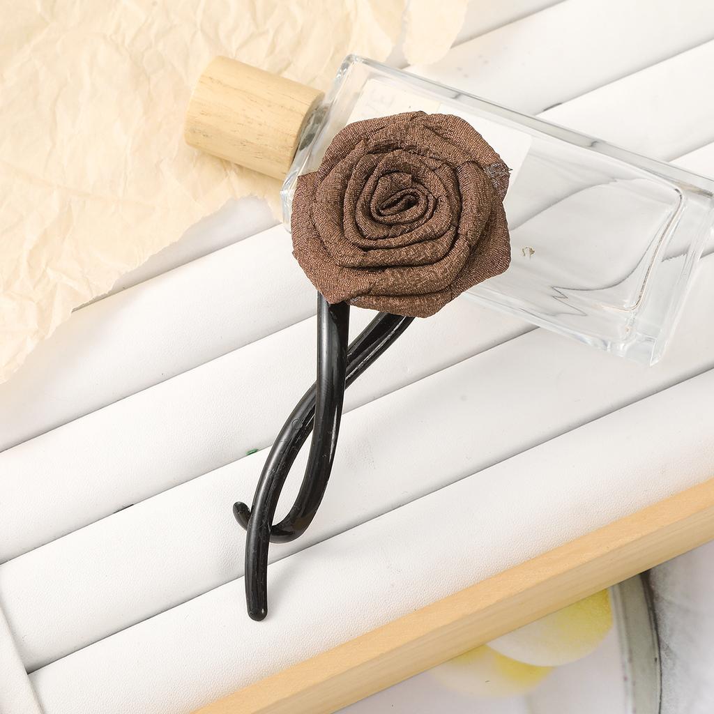 AWAYTR Satin Curled Flowers Hair Stick Pin Elegant Rose Hair Accessories Hairband Hairpins Women Hairclips Fashion Combs