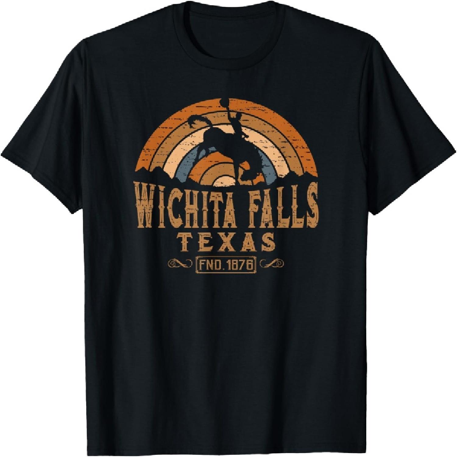 Wichita Falls Texas TX Retro Style Rodeo Cowboy T-Shirt S