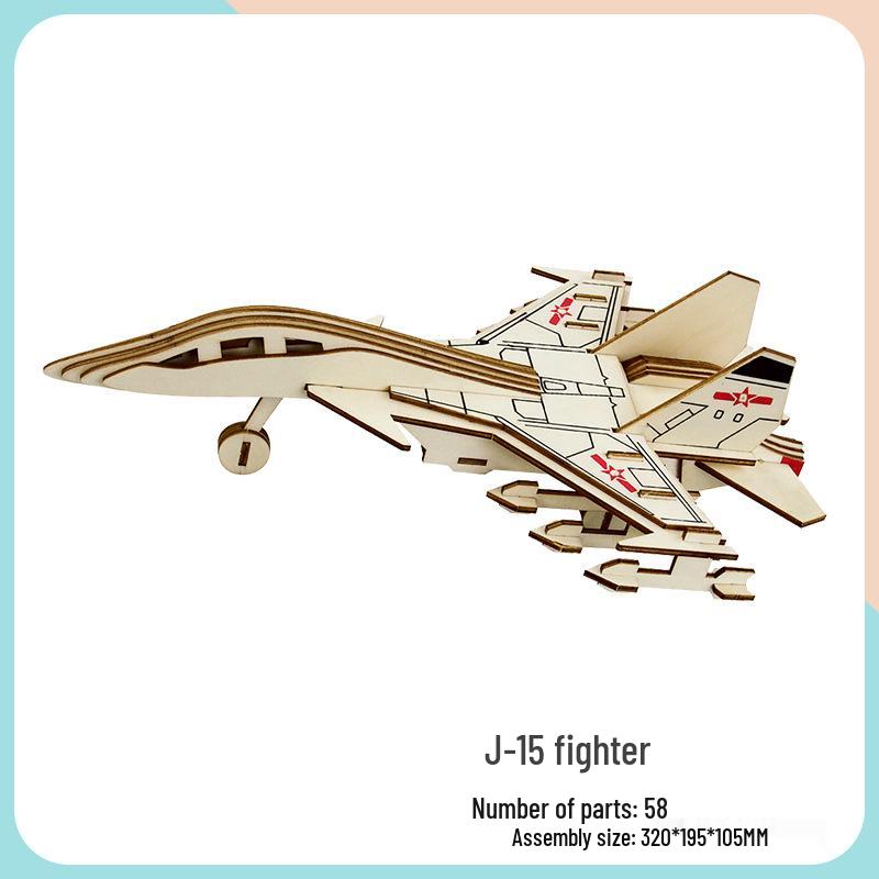 Children's Handmade Wooden Airliner Model 3D Puzzle Educational Toy