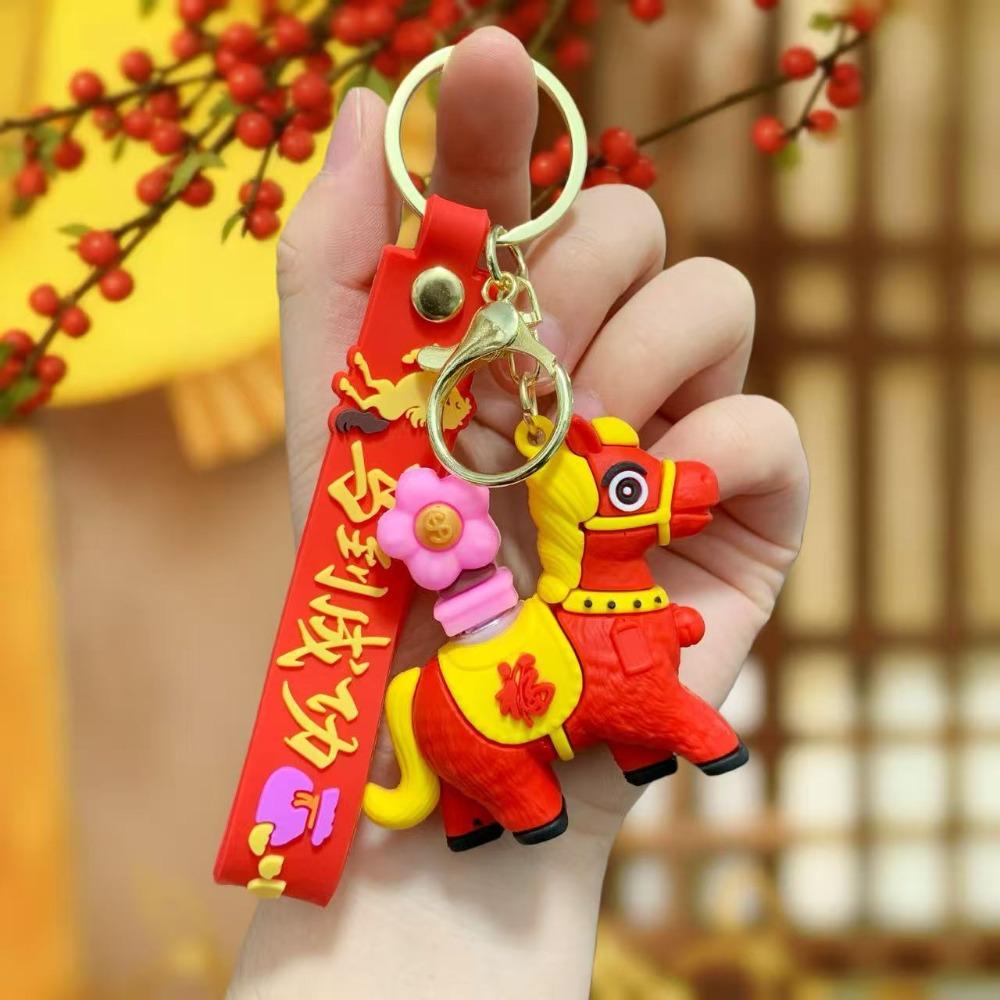 Cartoon Horse Keychain Rotating Pony Doll Zodiac Pony Bag Hanging  Year of The Horse