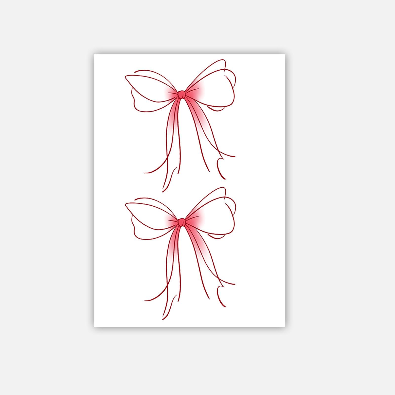 Premium Personality Simple Small Fresh Cute Pink Bow Tattoo Sticker 7*10